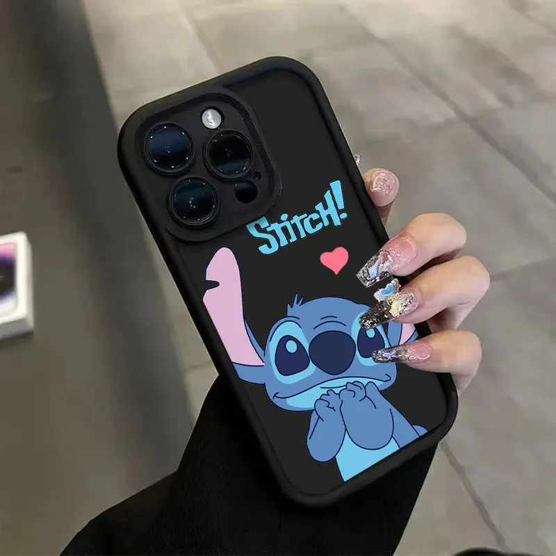 Stitch Happy Cute Phone Case For iPhone 16 15 14 13 12 11 Pro Max 7 8Plus XR XS Max Mini Anti Fall Shy Kawaii Soft Cover Cartoon