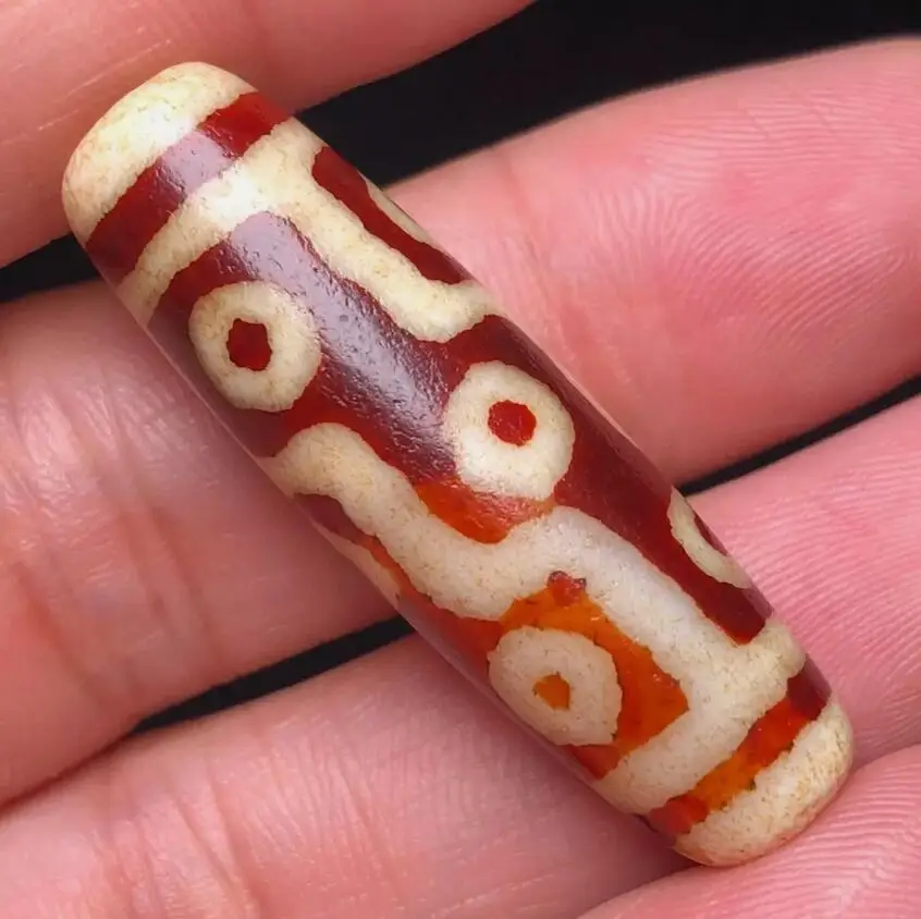 Red Himalaya Ancient Tibetan DZI Beads Old Agate 9 Eye Totem Amulet Pendant