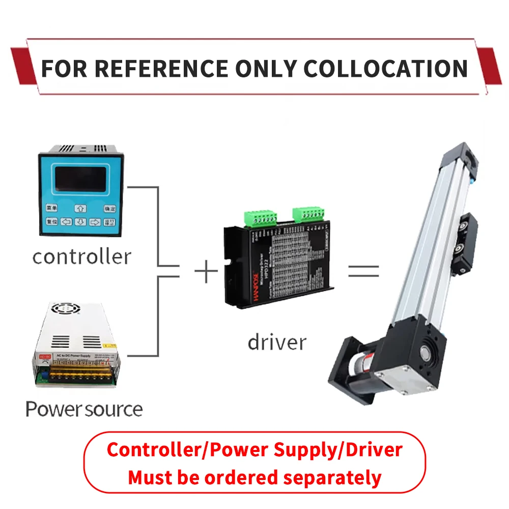 Kit HPVB45 NEMA23 5628motor Effective Travel Stroke 100 200 300mm Timing Belt Linear Slide Guide Motion Module Sliding Tabel CNC
