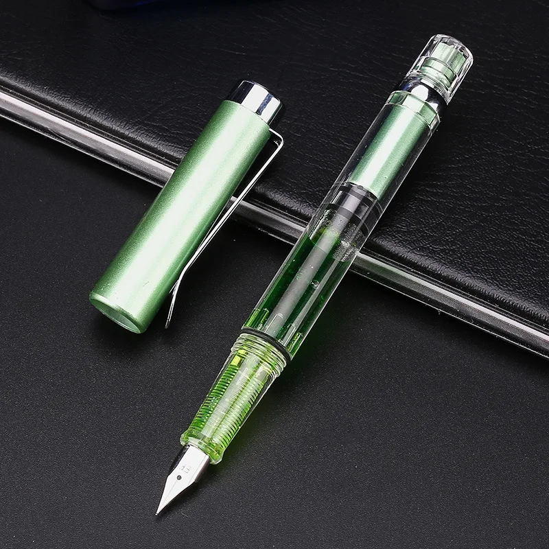 

9 Colors Piston Fountain Pen EF/F Nib Plastic Ink Pen Silver Clip Business PK JINHAO Majohn Stationery School Office Supplies