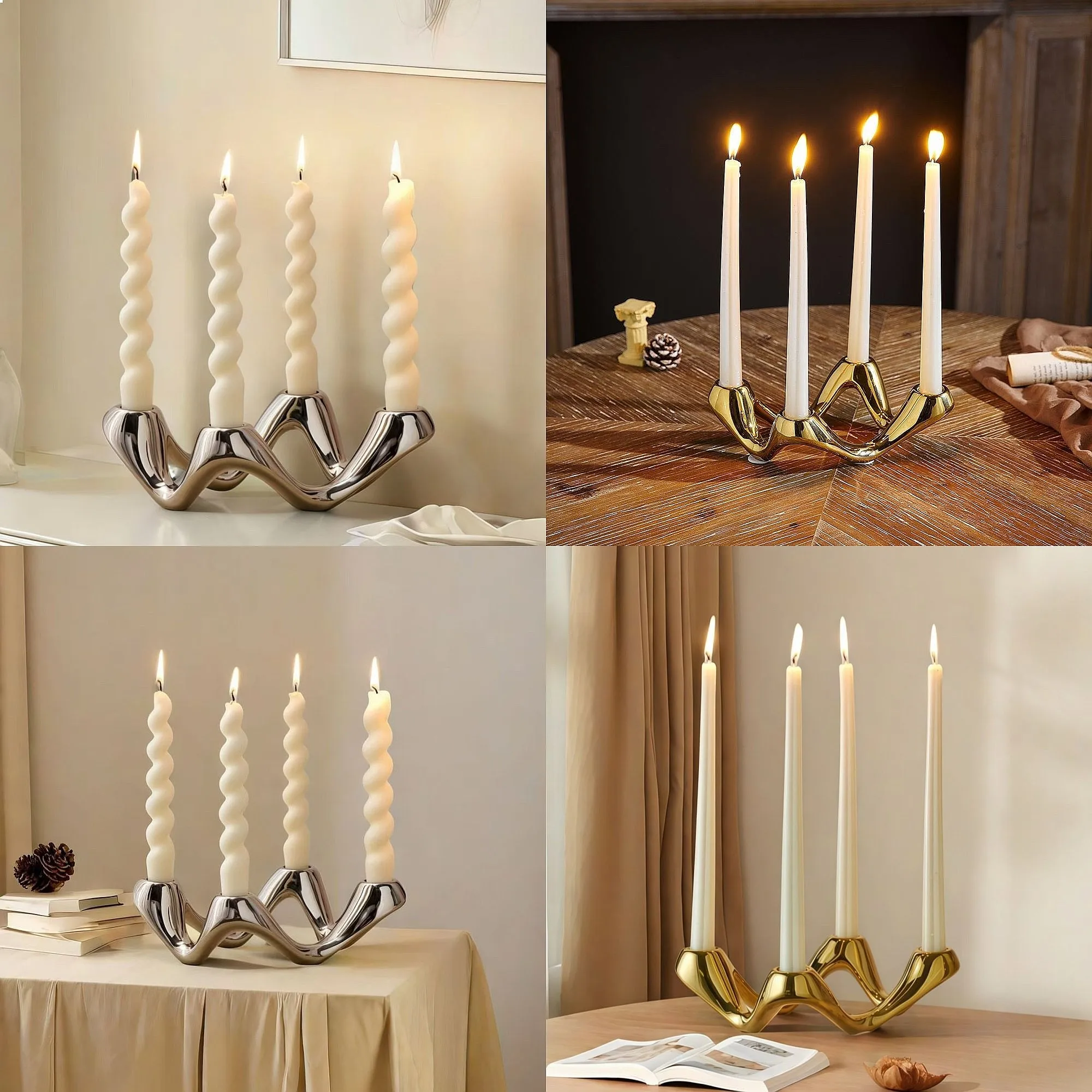 Ceramic Candelabra,Luxury Golden Candlestick Holder For Dinner Table Centerpiece,Christmas Hotel Wedding Home Decoration 3 Color