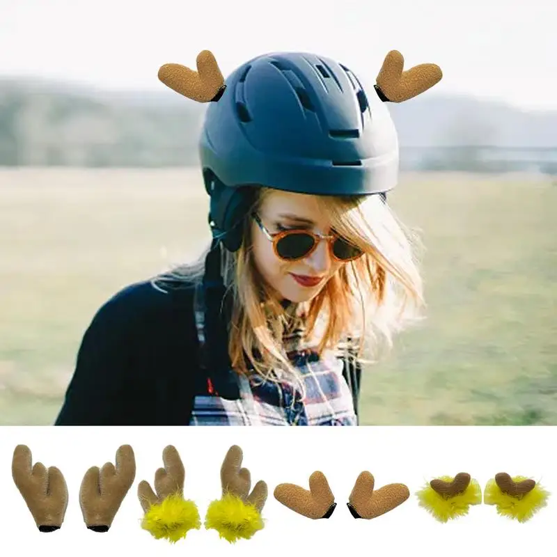 Plush Deer Horns Plush Antlers Decoration Motorcycle Hard Hat Accessories Helmets Antlers Antlers Decoration For Skiing Biking C