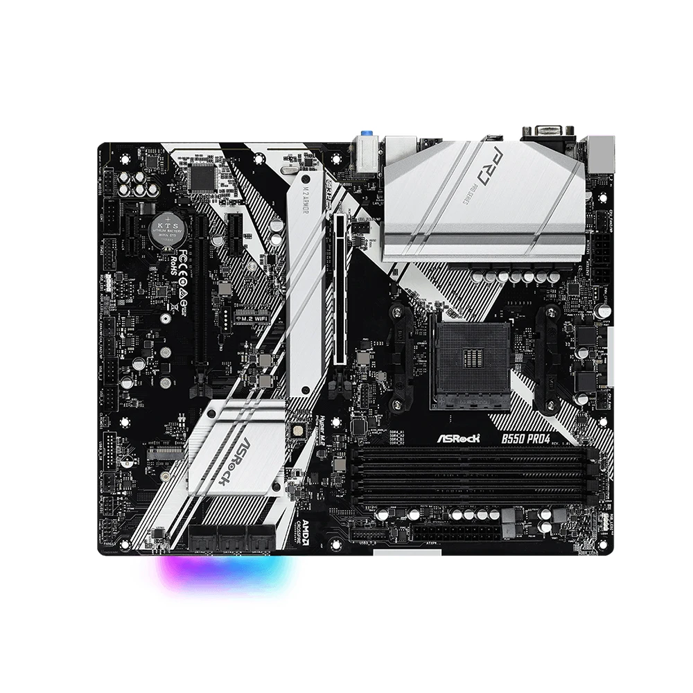 Imagem -05 - Placa-mãe com Chipconjunto Amd B550 Suporte para Soquete Amd Am4 Ryzen 5950x Ryzen 5800x3d x Ddr4 128gb Atx Asrock-b550 Pro4