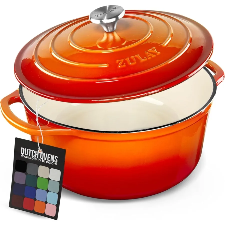 

6 Quart Enameled Cast Iron Dutch Oven Pot with Lid Premium Durability Oven Safe up to 500F Heavy Duty Cookware Perfect for Brea