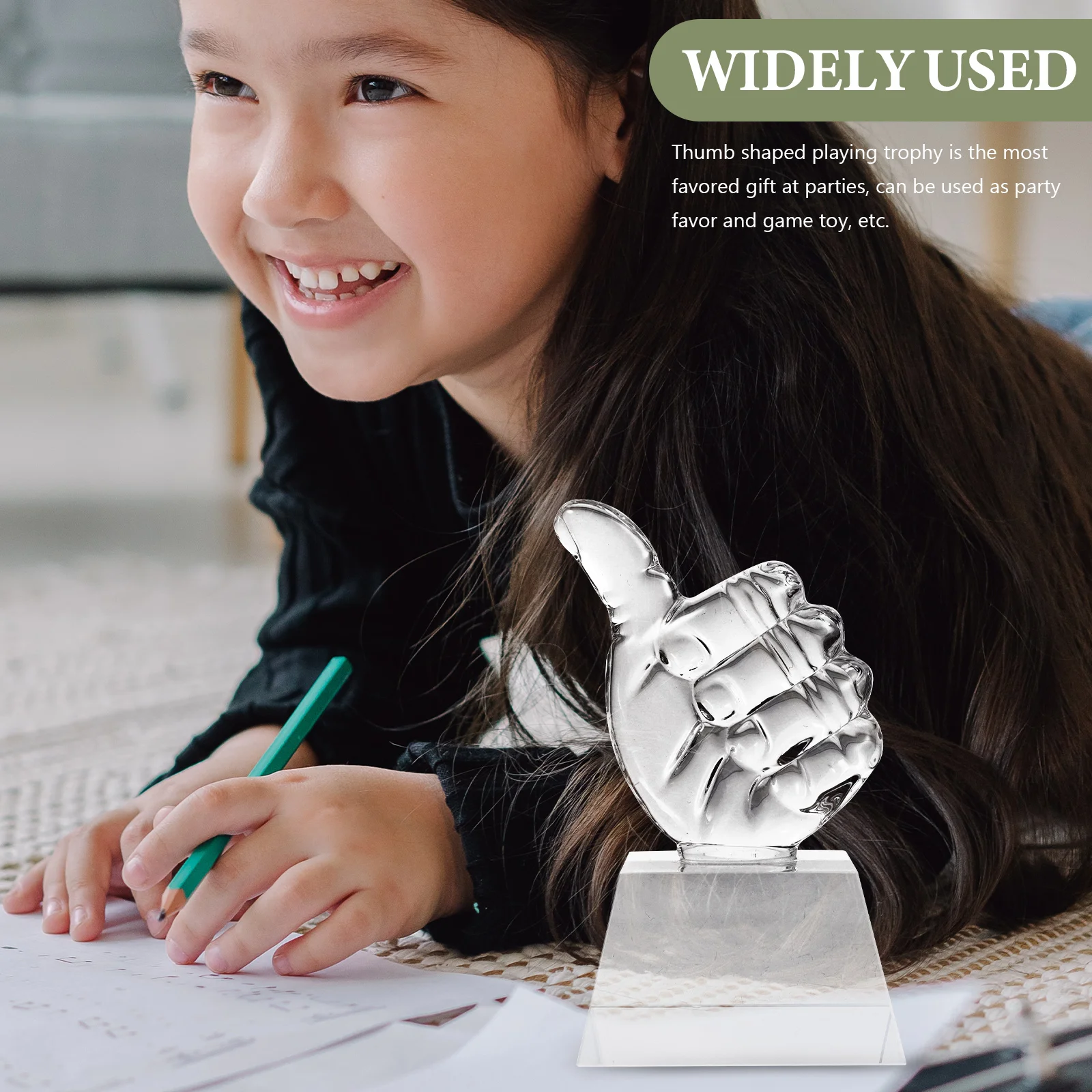 

White Crystal Trophies Children Competition Thumb Shaped Design Medal Award Party Favor Toy Bright Color Kindergarten Decor