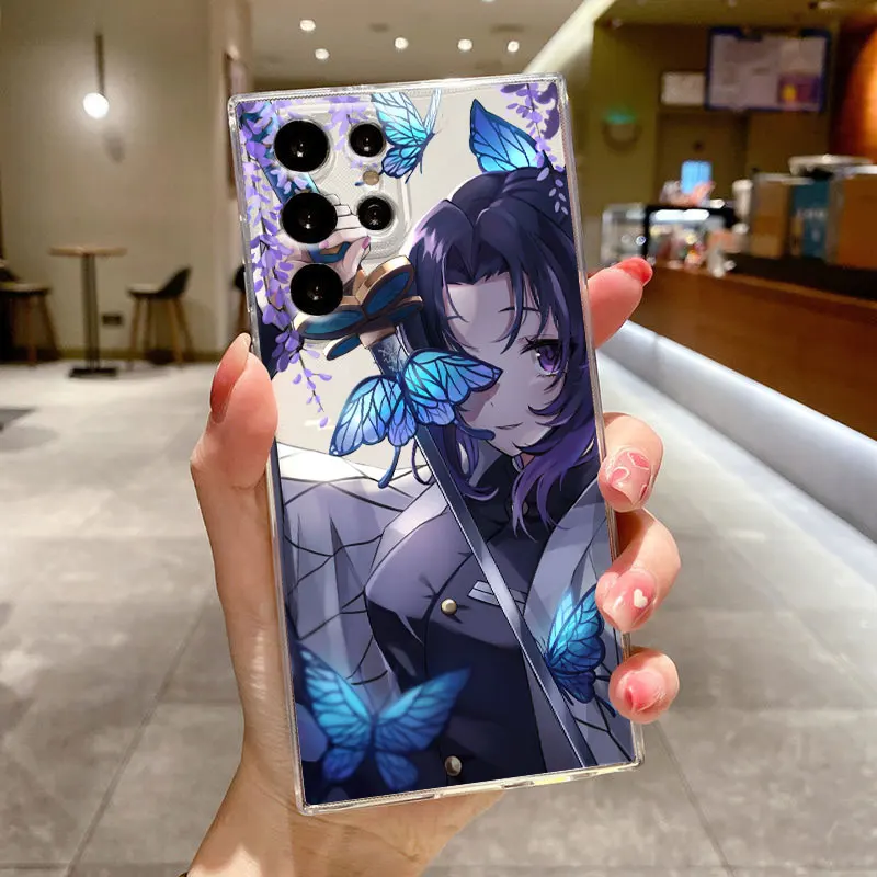 Demon Slayer Cute For Samsung Galaxy S24 S23 S22 S21 S20 FE Ultra Plus S10 Lite 5G Transparent Phone Case