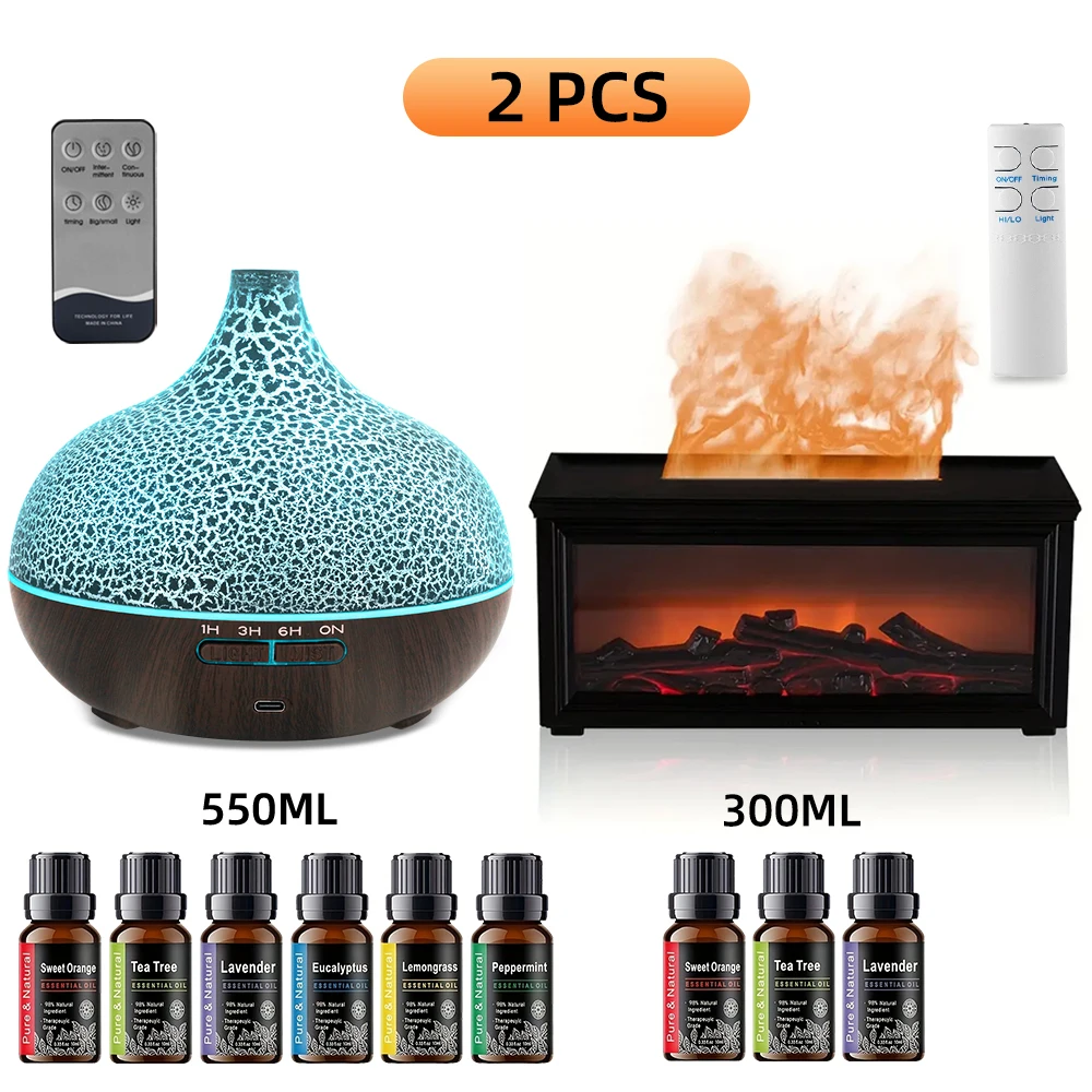 

Aromatherapy Diffuser Set, 2 Pack with Remote and Timer, Quiet Essential Oil Diffusers with 7 Color LED Lights for Home, Bedroom