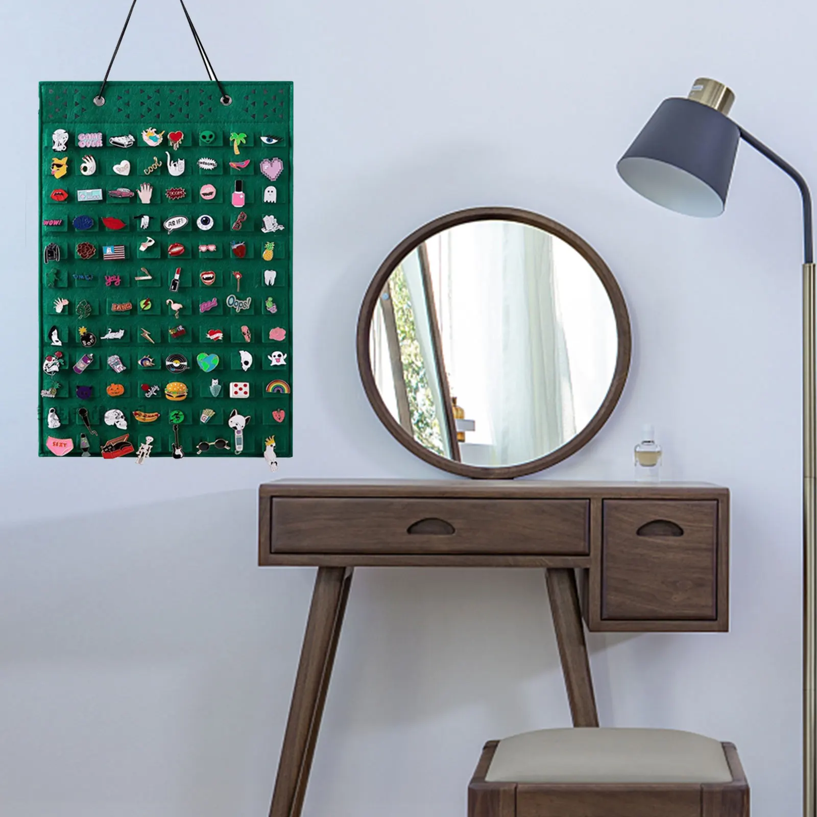 

Hanging Earring Wall ganizer Felt Badges ganizer Necklace Hanger Display Badges Storage Area Portable Jewelry Bag
