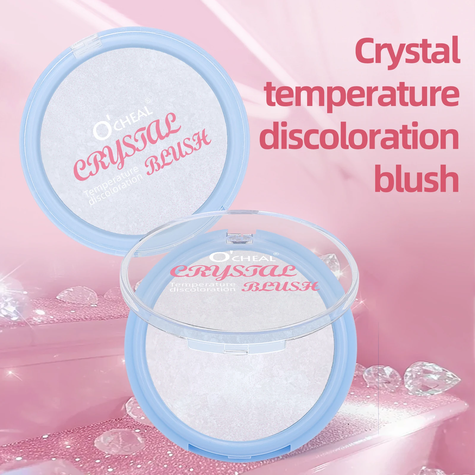 Ocheal Color Changing  Blush Clear Crystal Color Moisturizes Highlight Long Lasting Fine Shimmer Blush Cream Natural Nude Makeup