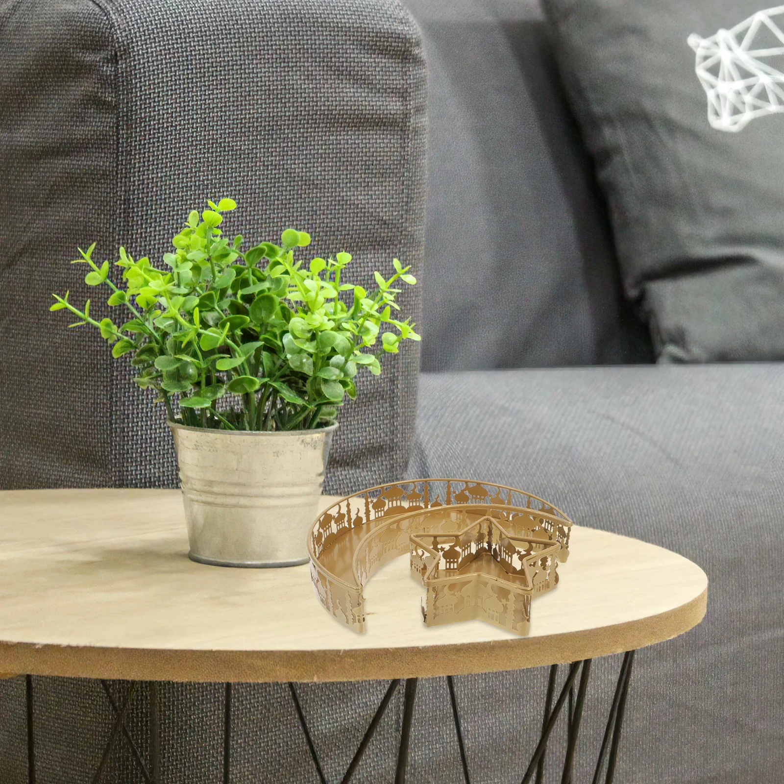 

Набор из 2 железных подносов для закусок в форме луны и звезды для Рамадана, для подачи еды и презентации блюд