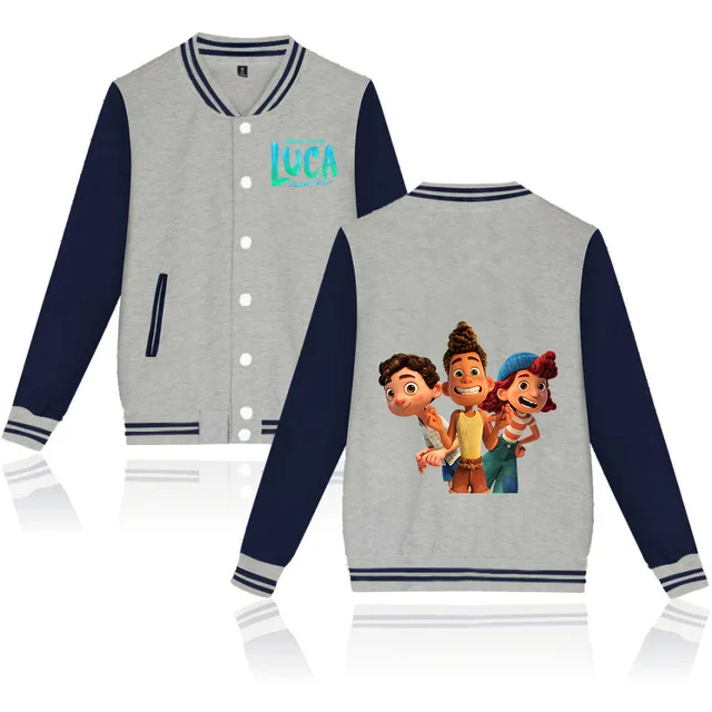 Disney Luca Alberto Sea Monster Varsity Baseball Jacket Men Women Hip Hop Harajuku Jackets Streetwear Boys Girls Loose Coats