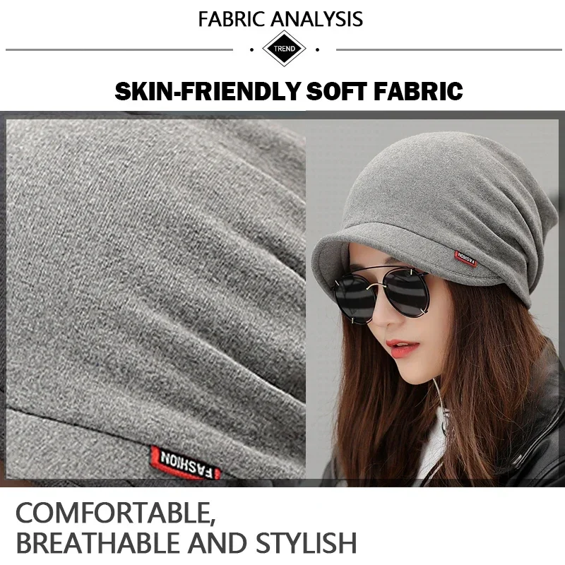 Womens Fashion Dual Purpose Scarf Hat New Solid Color Keep Warm Cap Autumn Winter Horsetail Caps Warm Headgear Ladys Scarf