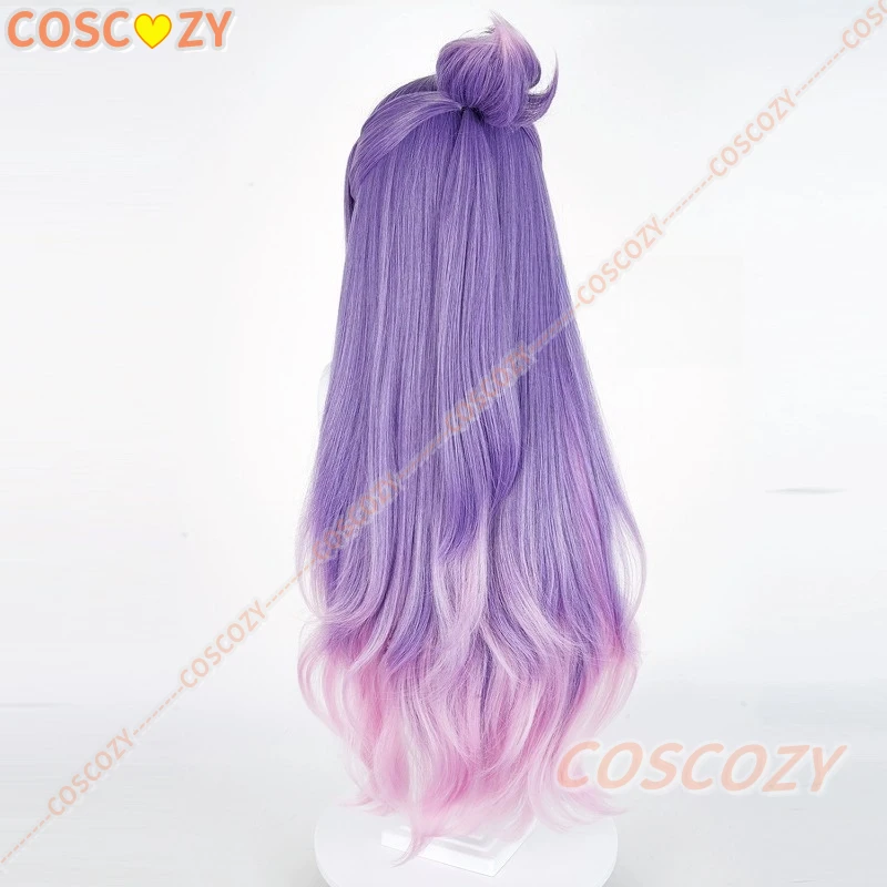 Peruka do cosplay Kiriko, 85 cm, długa, fioletowo-różowa, mieszana, odporna na ciepło, syntetyczna peruka na Halloween, karnawał, imprezę, con.