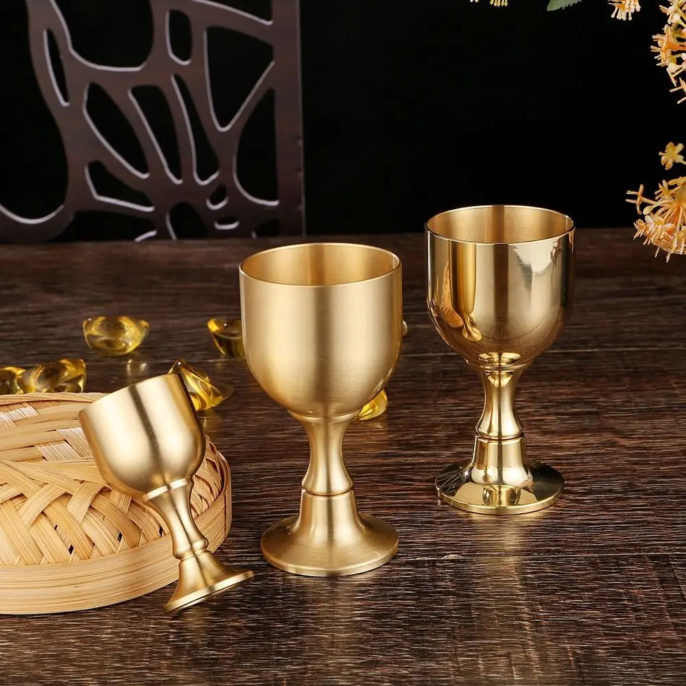 1Pc Metal Brass Chalice Cup S/L Gold Color Wine Goblet Durable Cocktail Beverage Liquor Cup for Party Home Accessories