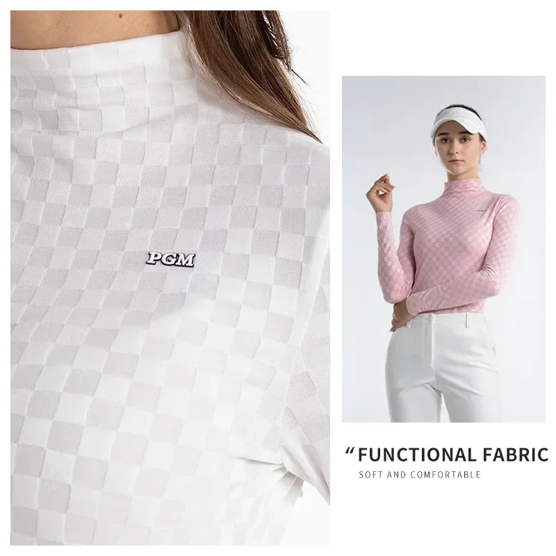 PGM Women Golf Long Sleeve T Shirts Underlay Autumn Winter High Neck Soft and Comfortable Top Women's Clothing YF652