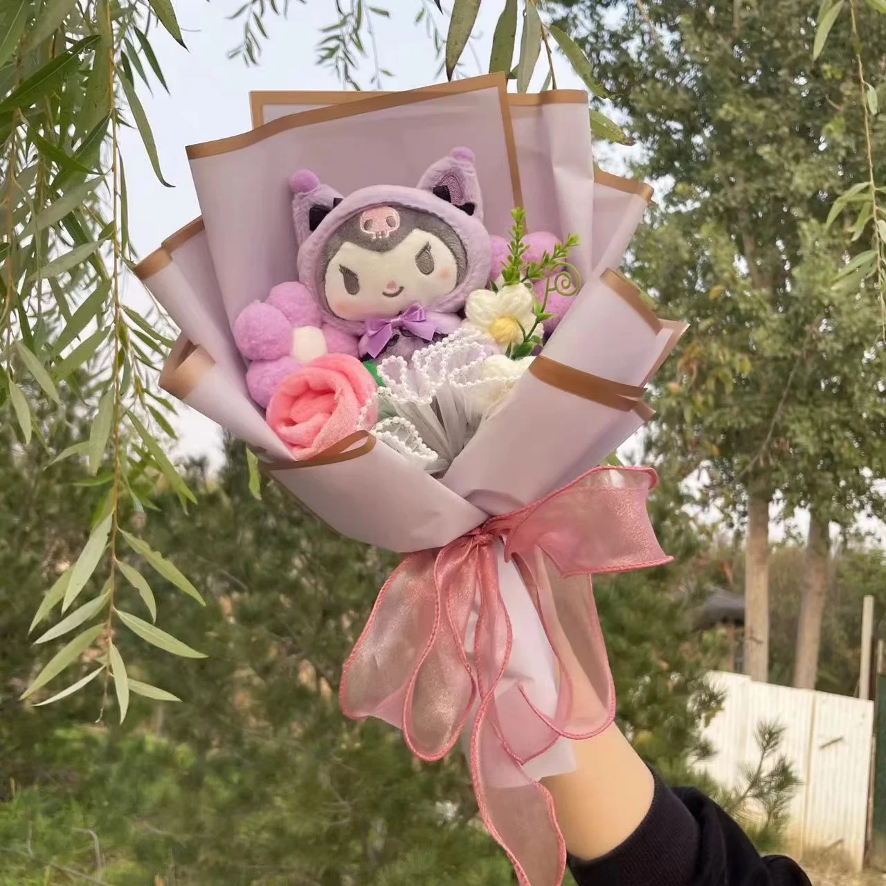 Cartoon My Melody Kuromi Cinnamoroll Kt Katze Plüschpuppe Kreativer Blumenstrauß Valentinstag Weihnachten Abschluss Geburtstagsgeschenk