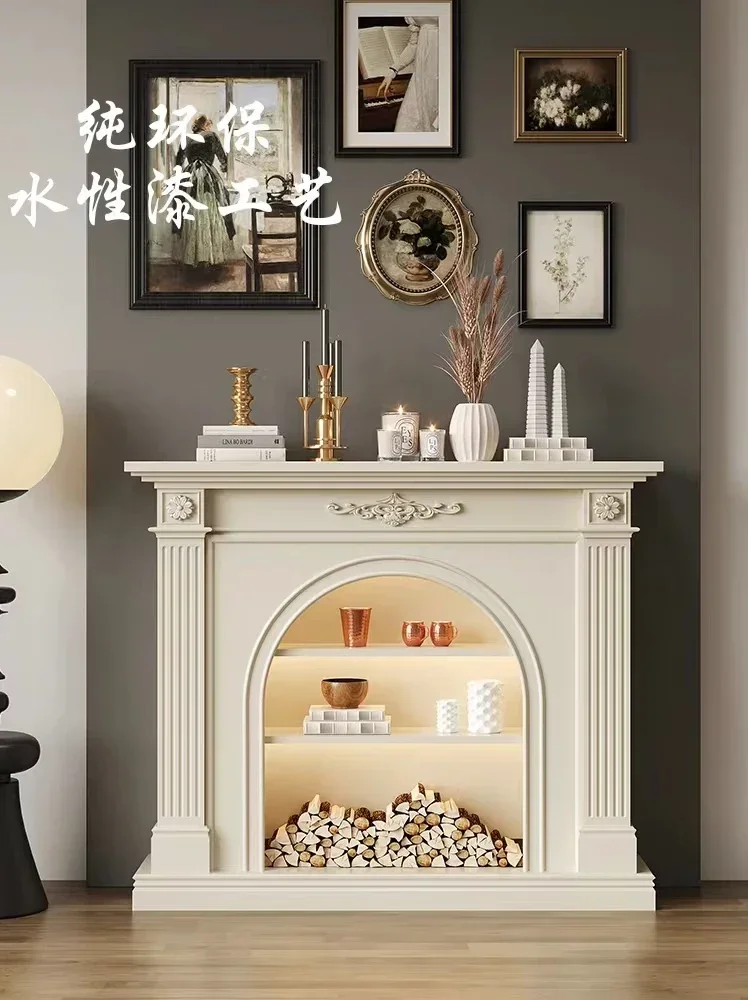 French solid wood decorative entrance fireplace cabinet  American living room simulation