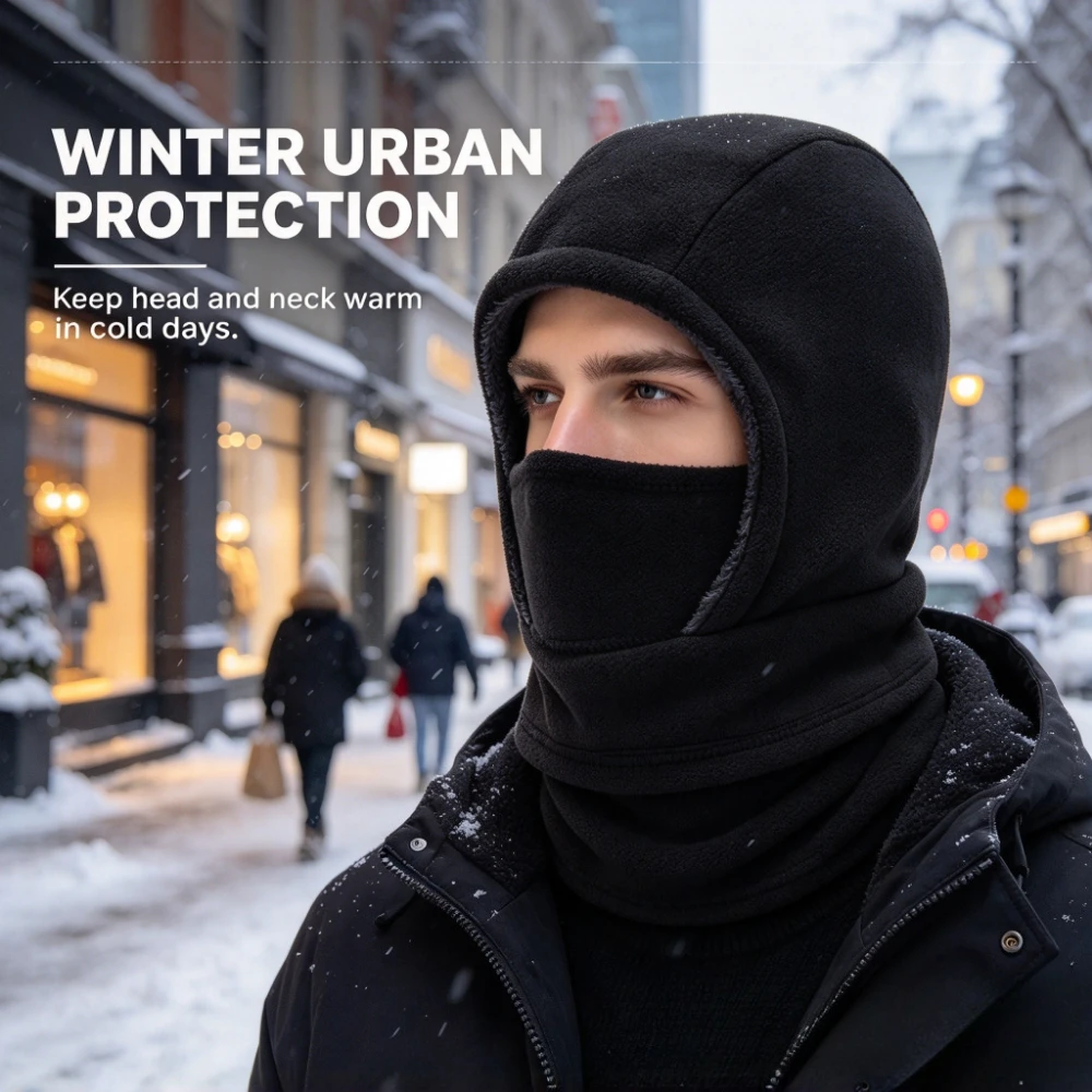 1 Pc Winter Thermal Fleece Balaclava Full Face Mask Windproof Ski Hood with Heat Retention Soft Lining for Ice Fishing, Snowboarding & Outdoor Cold Weather Protection