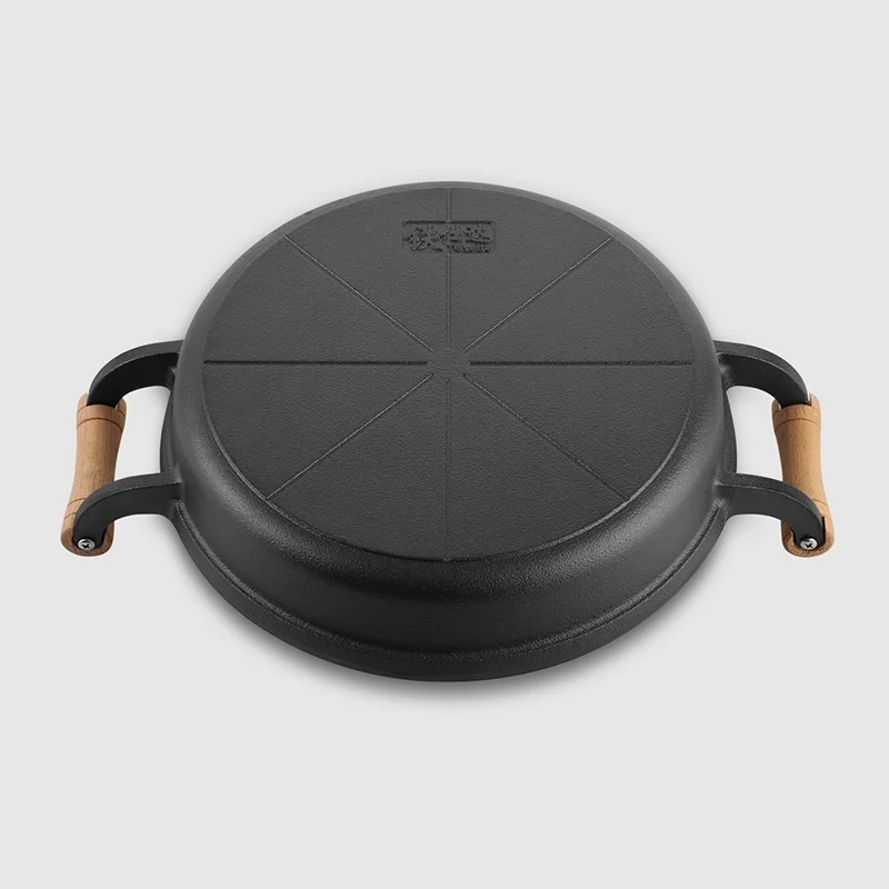 Household  Uncoated pancake pan Doubleear thickened cast iron pan Flat pan for Iron Pot Induction Cooker Dedicated Gas Stove