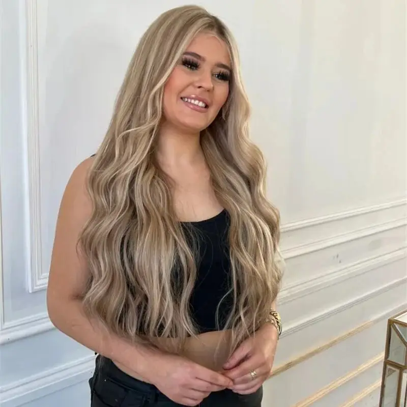 Ombre Caramel Blonde Brown HD Lace Front Wig Synthetic Wig Preplucked Hairline Original Factory Cheap Wigs On Clearance Sale