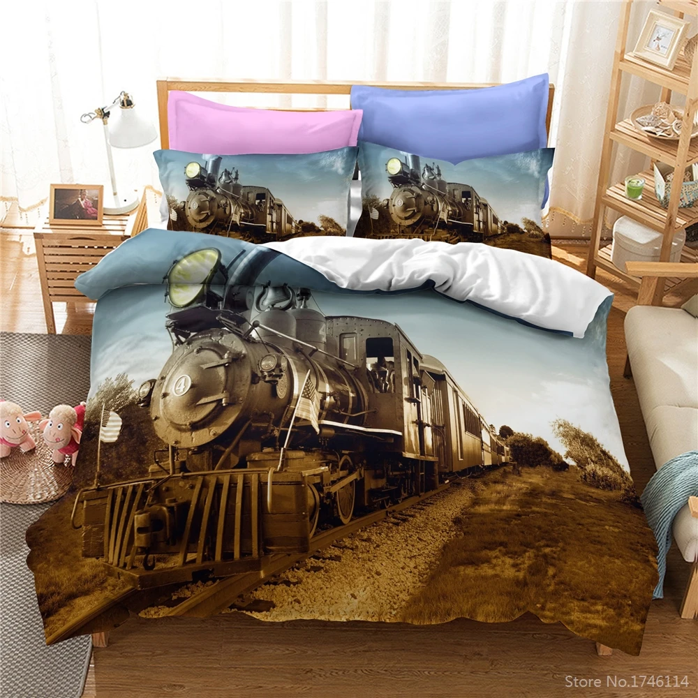 Train Airplane Transportation 3d Bedding Set Queen King Size Duvet Cover Set Comforter Cover with Pillowcase Set Home Textile