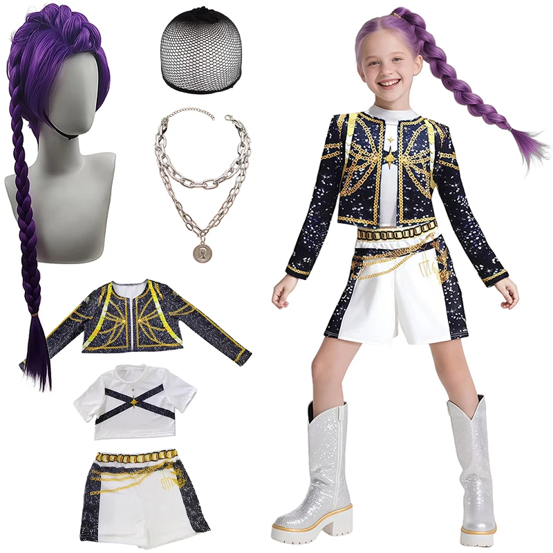

KPop Demon Hunters Children Clothing Set Festival Girls Cosplay Popular Movies Mira Rumi Zoey Carnival Party Masquerade Costume