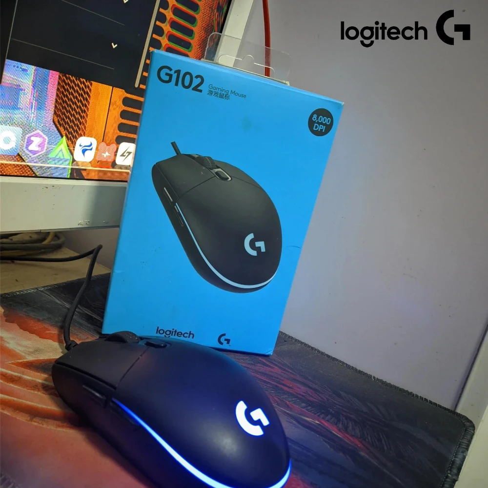 لوجيتك G102/G203 LIGHTSYNC RGB ماوس ألعاب سلكي 8000 ديسيبل متوحد الخواص 6 أزرار قابلة للبرمجة مريح خفيف الوزن لألعاب ماك الكمبيوتر