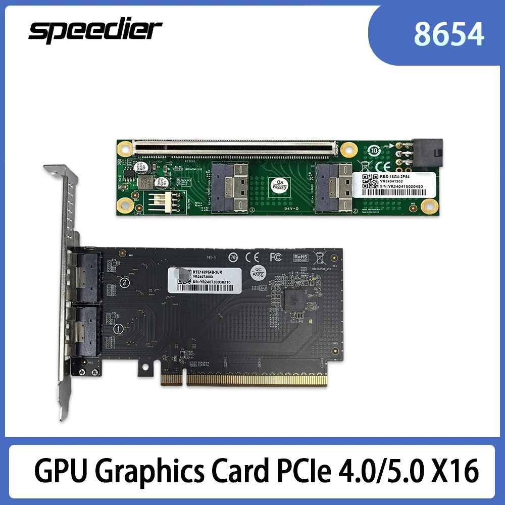 

PCIe 4.0 5.0 16x To SlimSAS SFF-8654 Baseplate External Expansion Adapter MCIO Split Card GPU Discrete Graphics/network Card,