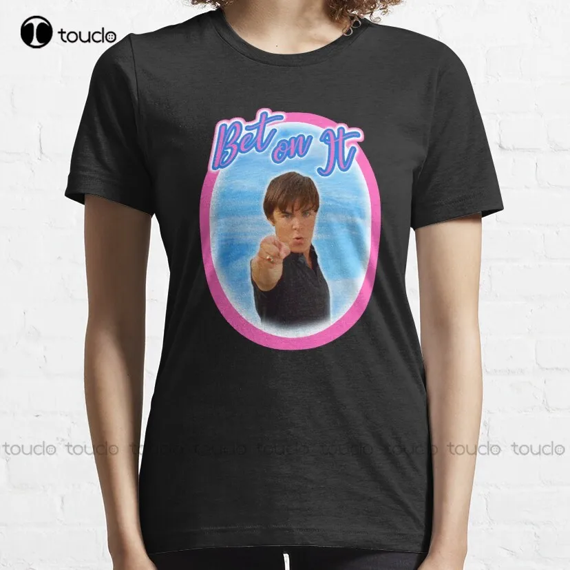 Troy Bolton Says Bet On It High School Musical Zac Efron Fan Art Classic T-Shirt shirts Custom aldult Teen unisex xs-5xl cotton