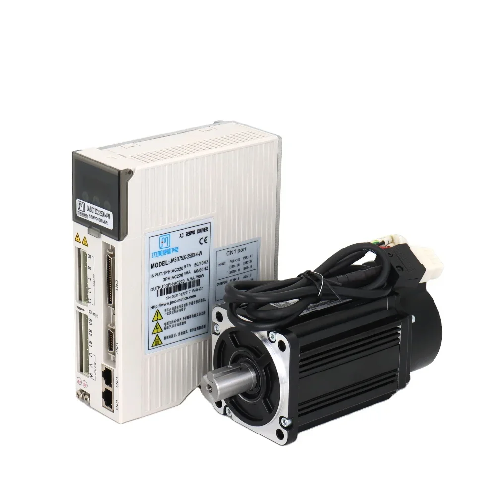 JMC 750W 0.75kw 3000rpm 2.39N.m 80mm AC 220V Servo Motor Drive Kits JASD7502-2500+80JASM07230K-2500C with   Cable 2500 Cable