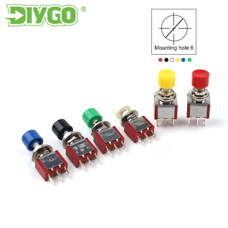 

5PCS (ON)-OFF 5A125V/2A250V 6mm Mini Toggle Switches 3Pin C-NO-NC Reset Latching Toggle Switch Automatic return Push Button