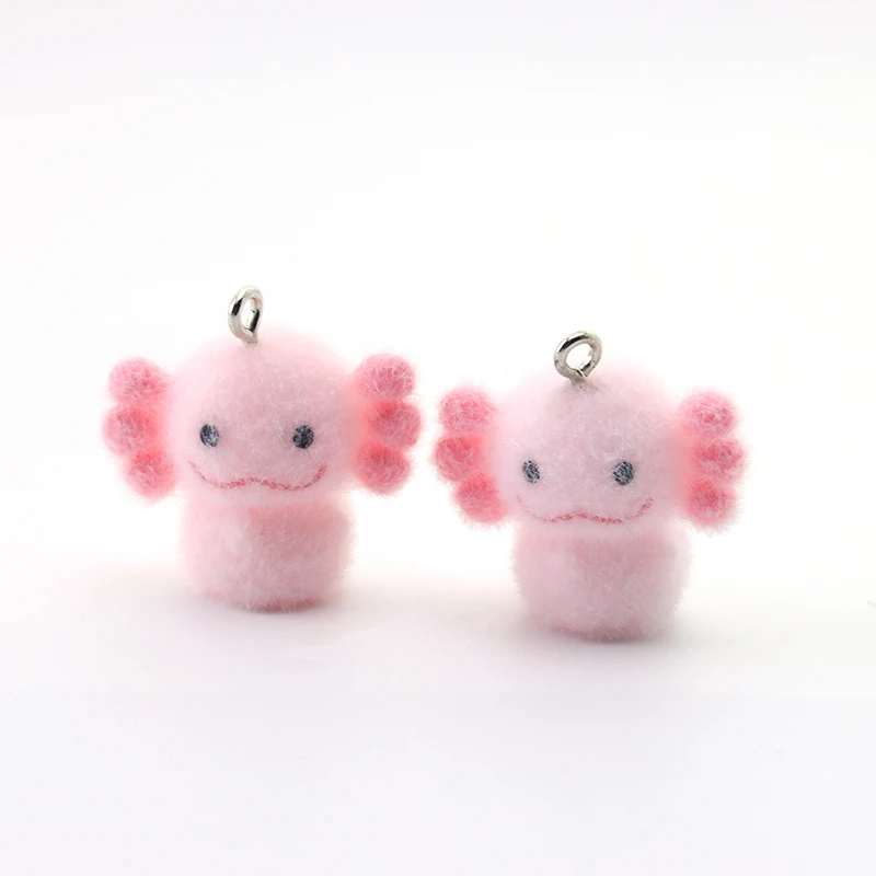 

15PCS Hexagonal Dragon Plush Charms Cute Animals Flocking Resin Ornaments for Jewelry Making Diy Earring Keychain Accessories