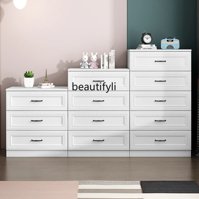 LBX Modern Minimalist Bedroom White Home Storage Cabinet Living Room Three Four Five Drawer TV Cabinet