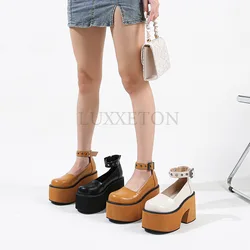 Platform High Heels Pumps Ankle Strappy Chunke Heel Shoes Mary Janes Shoes Fashion Punk Goth Spring Summer Shoes Woman