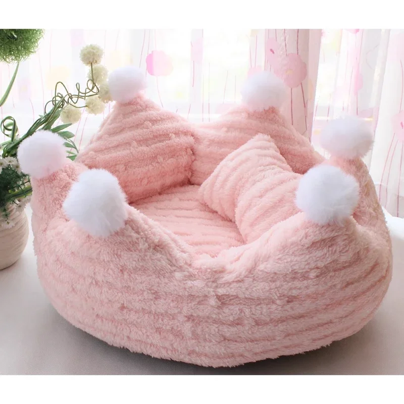 

Luxury Pet Bed, Round Dog Nest, Crown-Shaped Cat Bed, Soft and Durable, Pet Sleeping Cushion, Cozy Dog Bed, Luxury Cat Nest