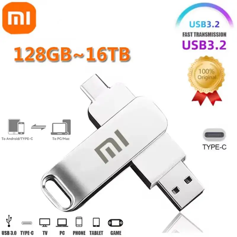 Xiaomi-U Disk Metal Flash Drive, USB 3.0, Transfert de fichiers haute vitesse, 8 To, 4 To, Ultra-large capacité, Étanche, Ordinateur, Pen Drive, 16 To