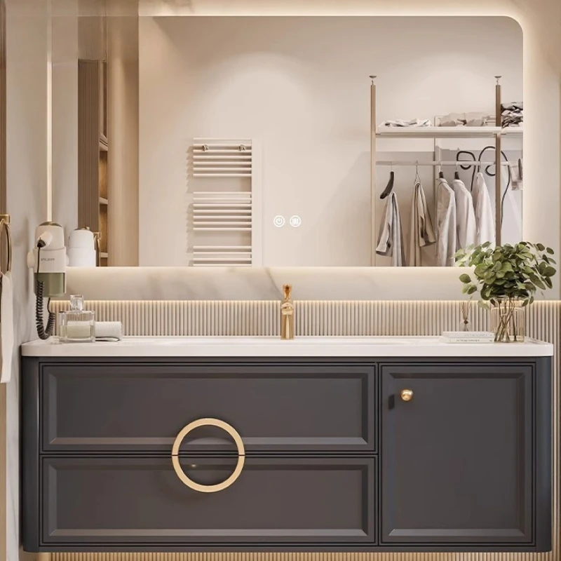 

Cream wind French cylindrical bathroom cabinet ceramic integrated basin combination toilet washstand