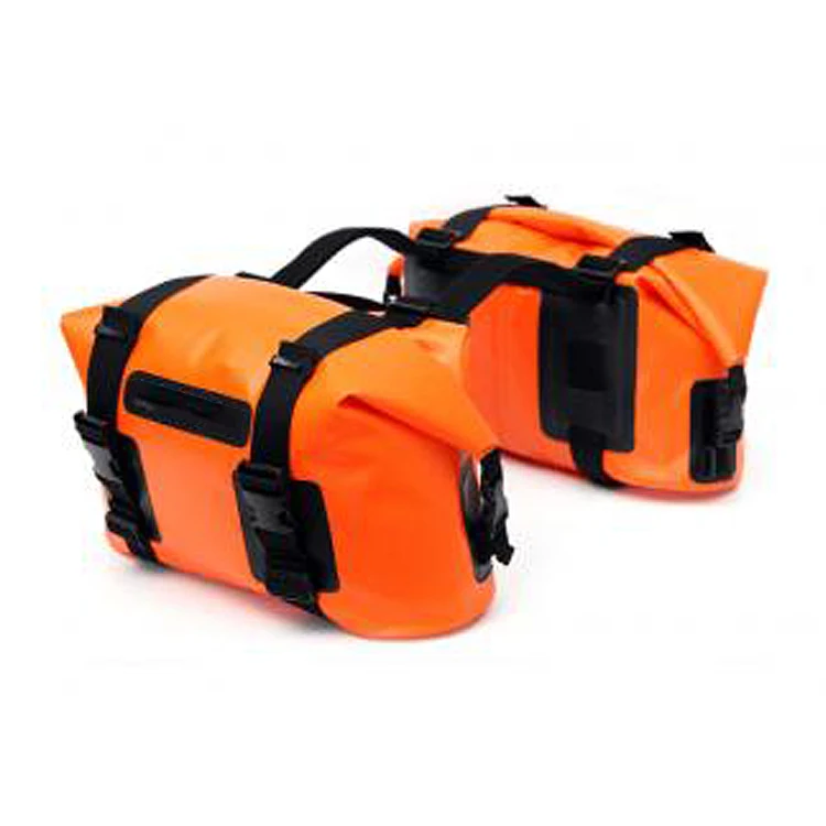 Logotipo personalizado de alta calidad 28L TPU impermeable negro motocicleta alforja suave bolsa lateral de sillín de calidad para viajes ciclismo