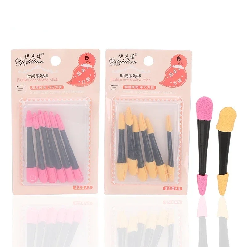 Tragbarer doppelseitiger Lidschatten-Applikator Pro Schwamm Lidschatten Make-up-Zubehör 12 Stück Puderpinsel