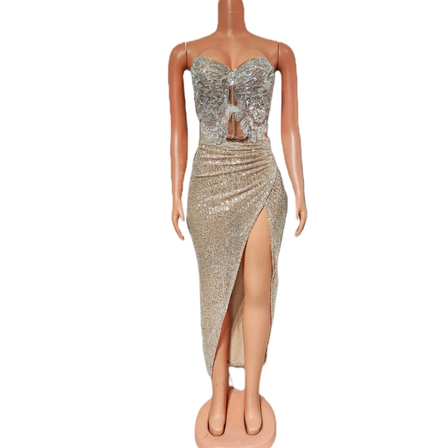 

Роскошное женское вечернее платье Liangpi с вышивкой, облегающим корсетом и разрезом на юбке, для выпускного вечера, дня рождения, коктейльного бара, 15-летия, платье для выпускного бала