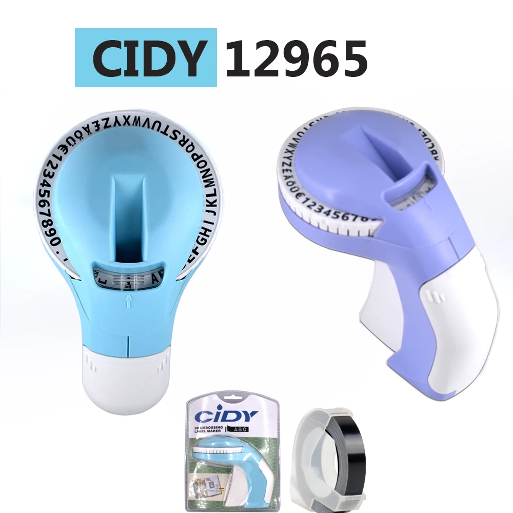 CIDY12965 Xpress Manual Label Maker 3D Embossing DIY Print 9mm for DYMO 12965 1610 1540 1880 Motex E101 PVC Label