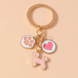 Cartoon Animal Dog Keychain Enamel Love Heart Charms Keyrings for Car Key Souvenir Gifts for Women Men Handbag Key Chains