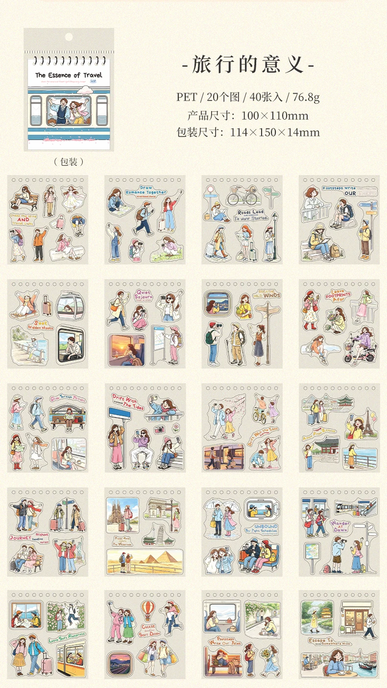 Journal GO Travel Theme Spiral Sticker Book Journey Character & Scene Decals for Journaling Scrapbooking & Planners