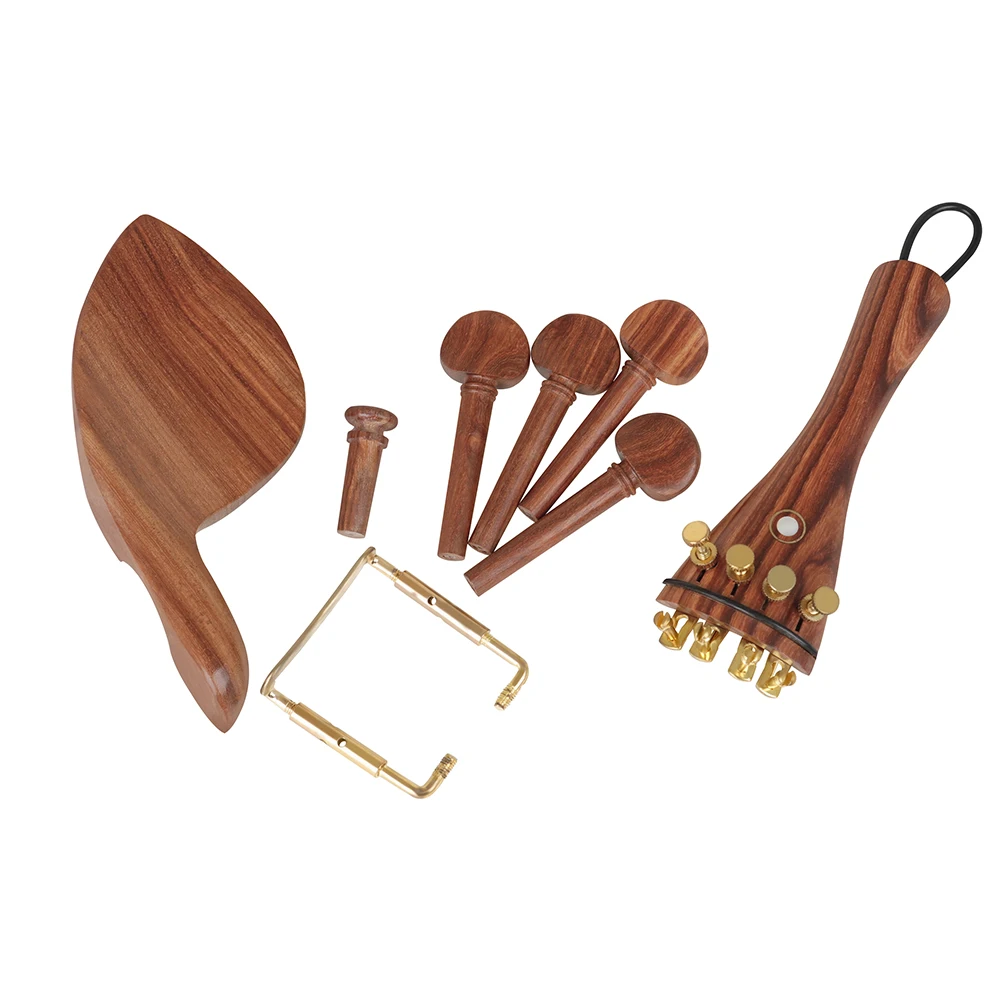 

4/4 Violin Chinrest Tuning Pegs Endpins Chin Rest Tailgut Endpin Kit Set Natural Jujube Wood Musical Instruments Accessories