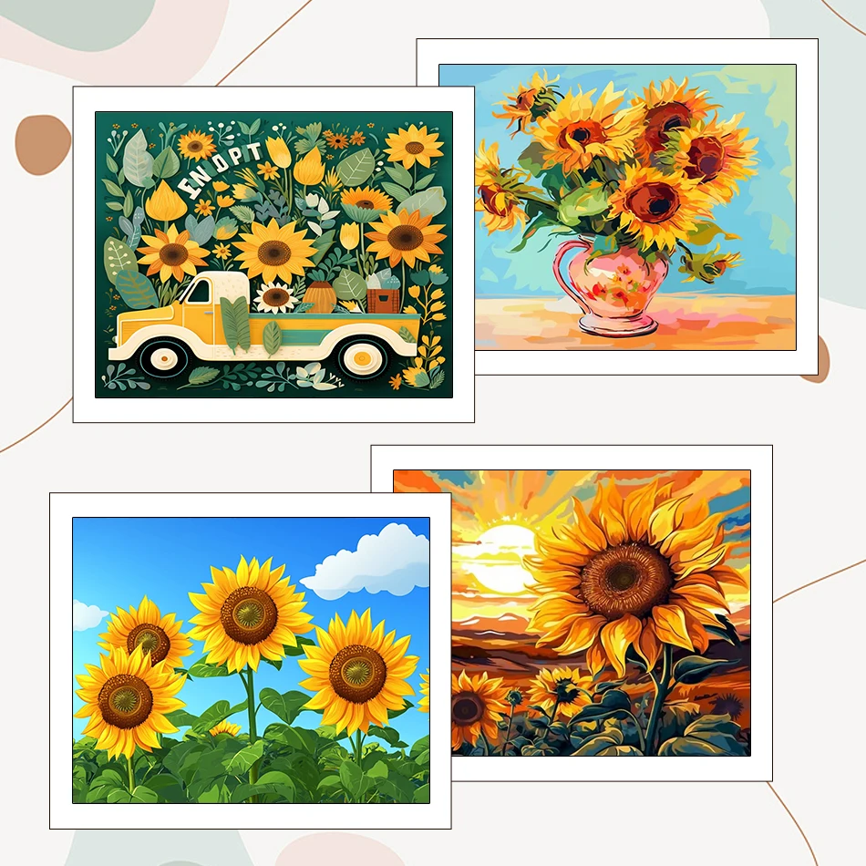 

RUOPOTY Painting By Numbers Draw Flowers sunflower 40X50cm Markers By Numbers Drawing On Canvas Arts Crafts Handiwork Room Decor