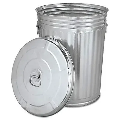 Supreme Quality Stainless Steel Brush Pre-Galvanized Trash Can W/Round Lid, 20 Gallon