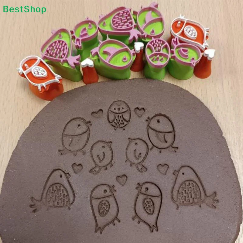 〔Liy〕3D Printed Bird Clay Stamps, Reusable Pottery Embossing Tools for DIY Crafts and Ceramic Decor