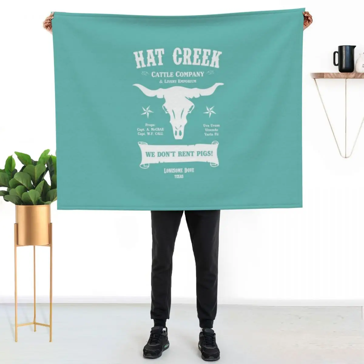 Hat Creek Cattle Company Lonesome Dove Throw Blanket Thermal valentine gift ideas funny gift Personalized Gift Bed Blankets