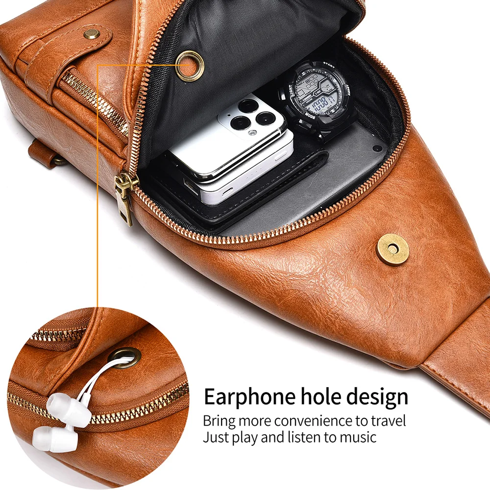 الرجال عبر الجسم الكتف حقيبة صدر للرجال حقيبة ظهر ذات حمالة موضة ريترو بولي Leather الجلود السفر تسلق عادية الذكور رسول الجانب حقيبة كروسبودي #6