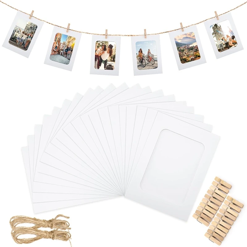 50Pcs Paper Picture Frames For 4X6inch Paper Photo Frames,Kit DIY Cardboard Photo Hanging Display For Home Office School